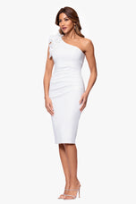 Xscape Evenings "Tracy" One Shoulder Ruffle Cocktail Dress 6819X