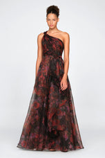 Theia Couture One Shoulder Organza Long Dress 88115299