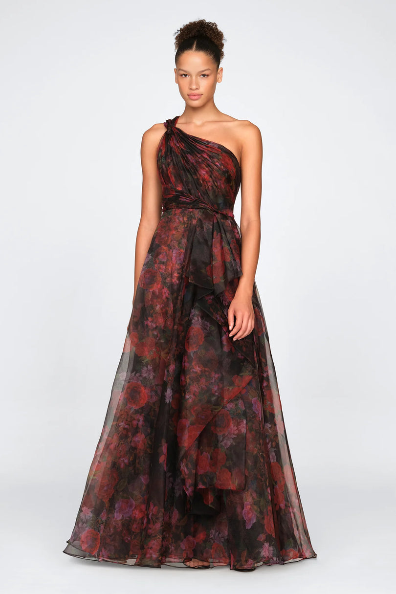 Theia Couture One Shoulder Organza Long Dress 88115299