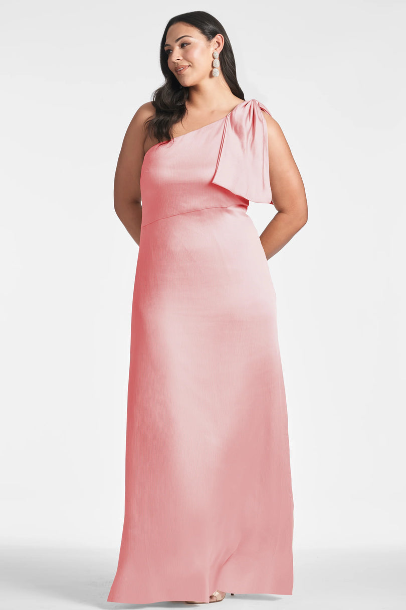 sachin and babi pink bow dress Sachin & Babi "Chelsea" One Shoulder Bow Gown