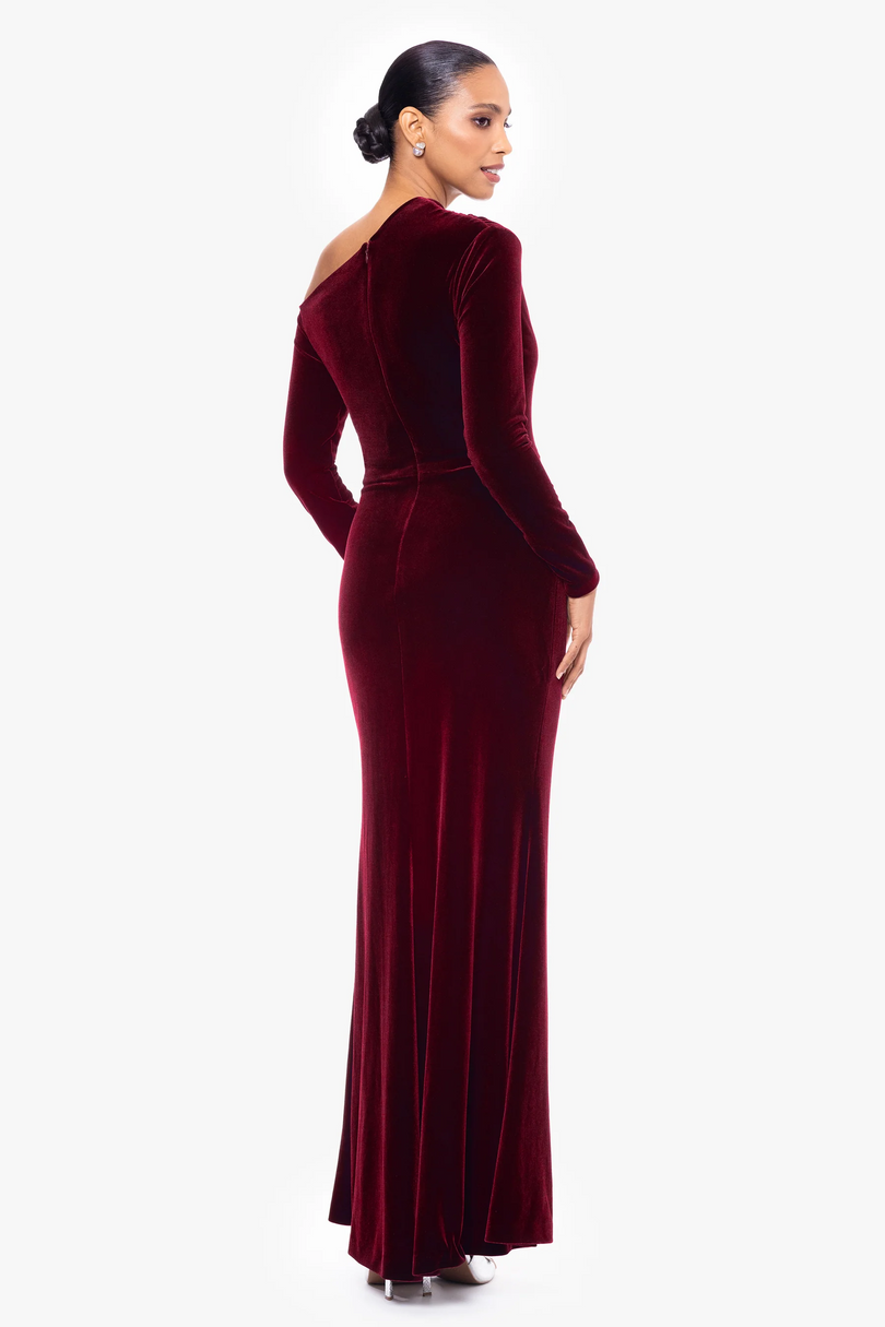 Betsy & Adam "Annette" Velvet Drop Shoulder Dress A25329 Betsy & Adam "Annette" Velvet Drop Shoulder Dress A25329