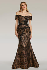 Feriani Couture Off Shoulder Jacquard Evening Dress 12267
