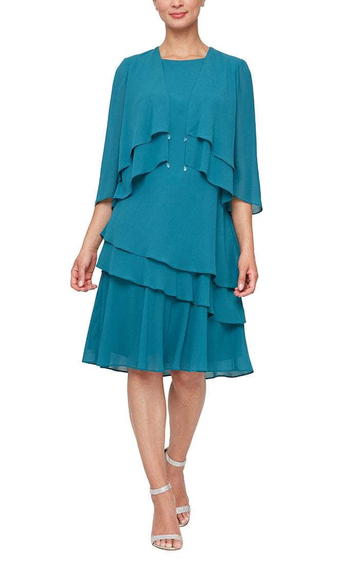Alex Evenings Knee Length Chiffon 2-Piece Dress 8192005 Alex Evenings Knee Length Chiffon 2-Piece Dress 8192005