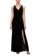 Alex Evenings Halter Neck Velvet Evening Dress 5191945 Alex Evenings Halter Neck Velvet Evening Dress 5191945