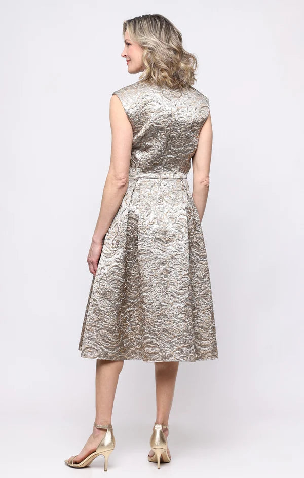 Alex Evenings Valerie Jacquard V-Neck Midi Dress 8181343