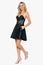 Blondie Nites Satin Illusion Homecoming Dress 4113BN