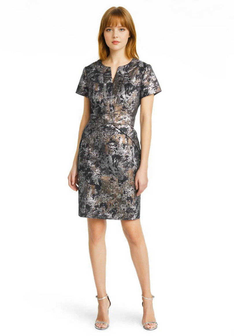 Shani Jacquard Bow Detail Dress S2202 Shani Jacquard Bow Detail Dress S2202