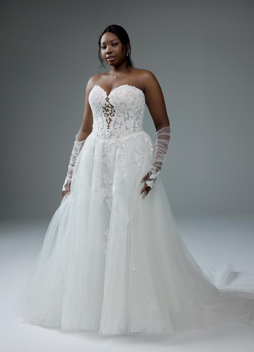 Sophia Tolli "Betty" A-line Lace Bridal Gown with Slit