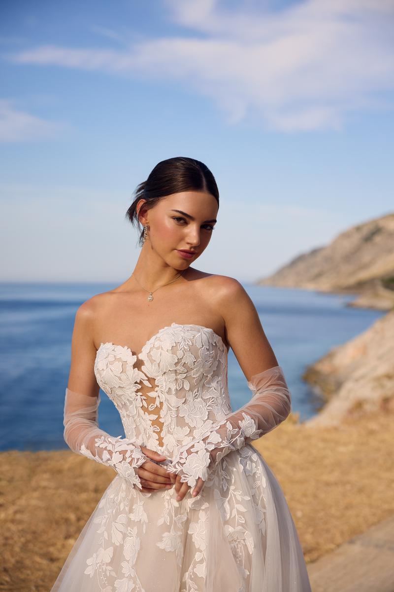 Sophia Tolli "Betty" A-line Lace Bridal Gown with Slit