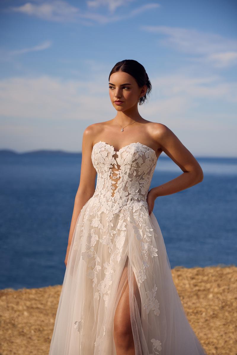 Sophia Tolli "Betty" A-line Lace Bridal Gown with Slit