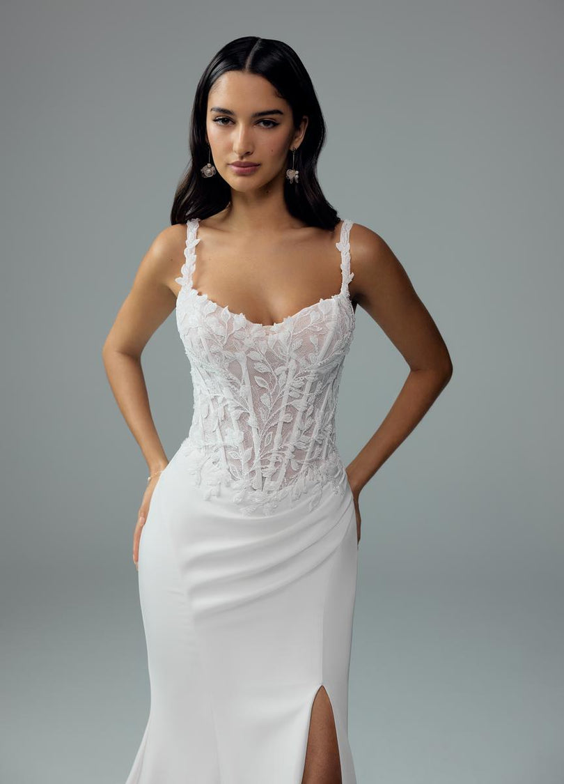 Sophia Tolli "Tyra" Sheath Lace Corset Bridal Gown