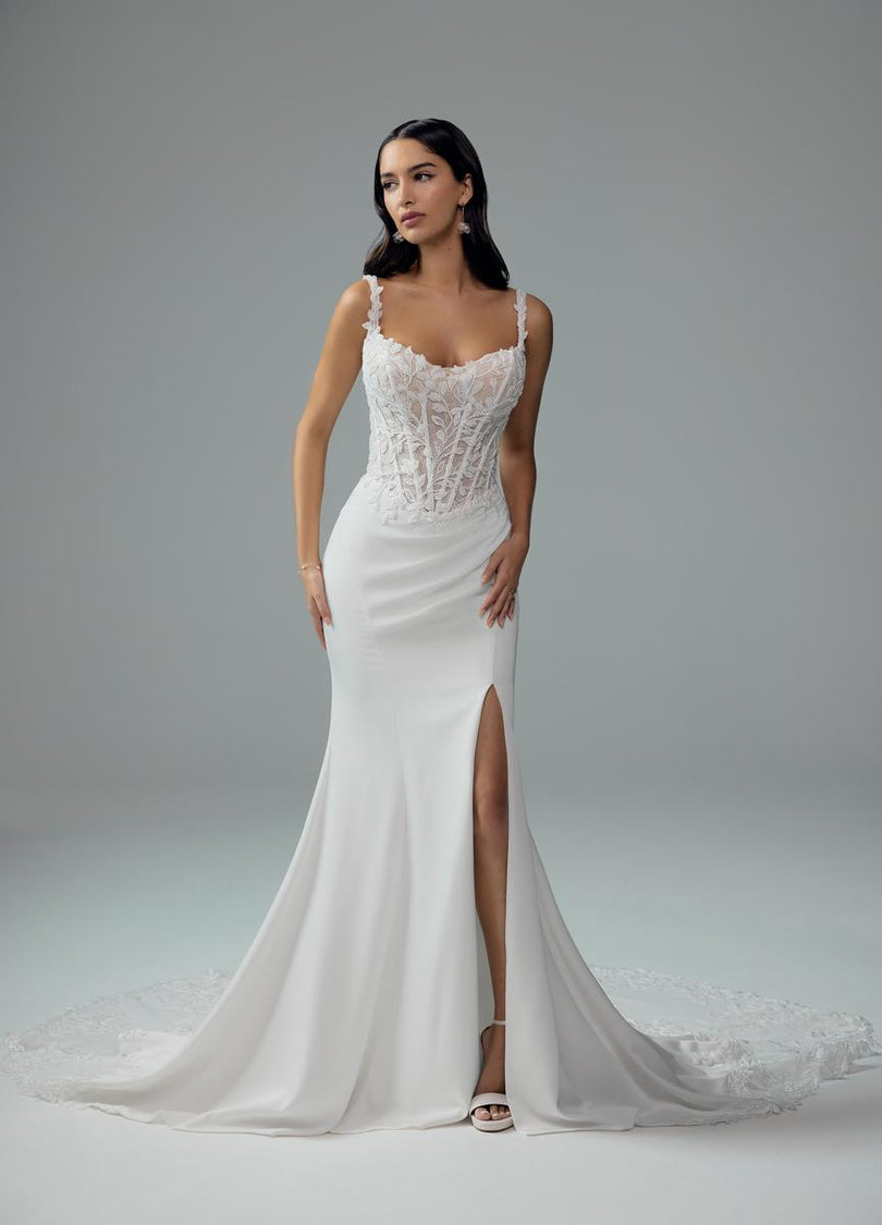 Sophia Tolli "Tyra" Sheath Lace Corset Bridal Gown