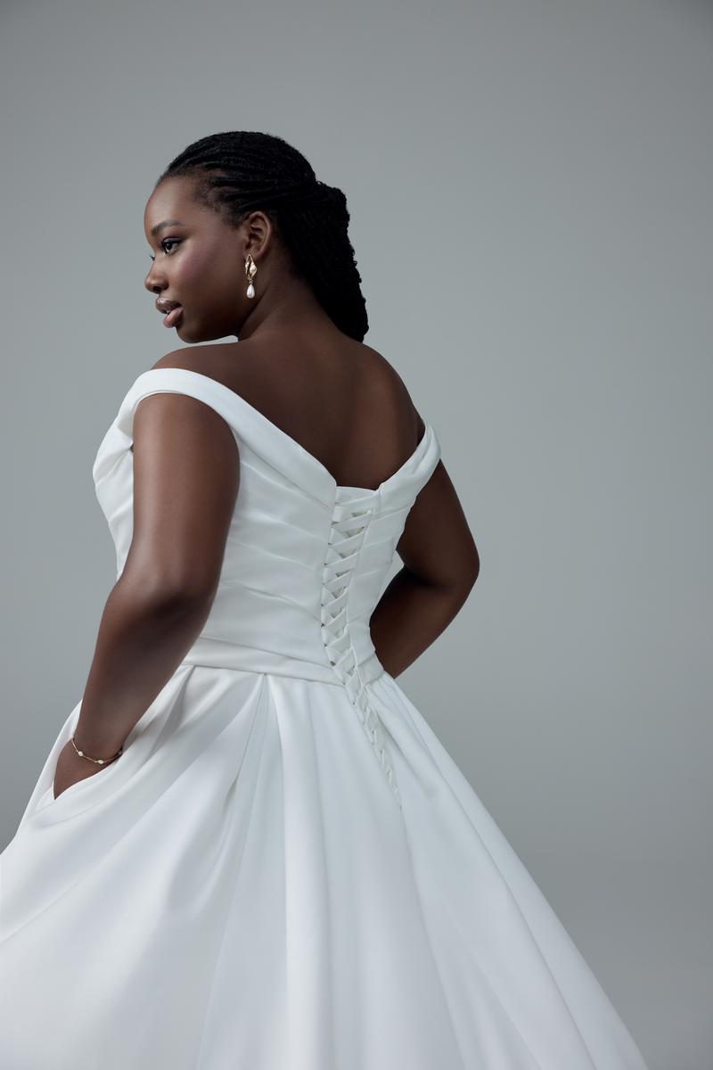 Sophia Tolli "Cecelia" Off Shoulder Satin Ballgown