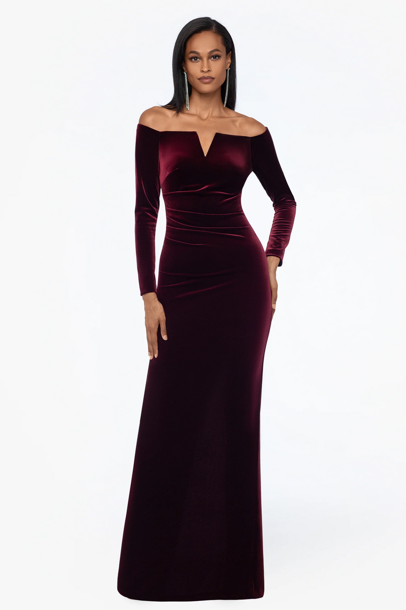 Xscape Evenings Christy Off the Shoulder Velvet Dress 3904X Xscape Evenings Christy Off the Shoulder Velvet Dress 3904X