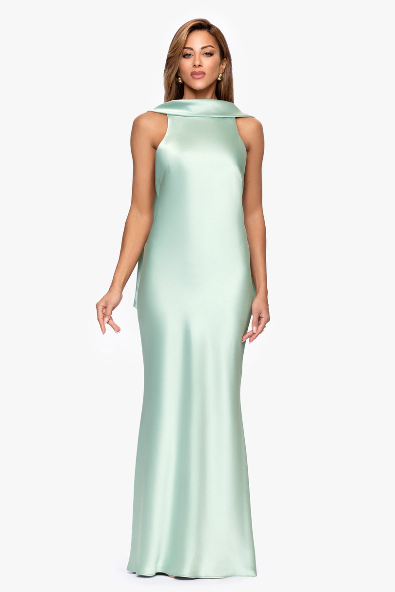 Xscape Evenings Satin Back Sash Evening Dress 7341X Xscape Evenings Satin Back Sash Evening Dress 7341X
