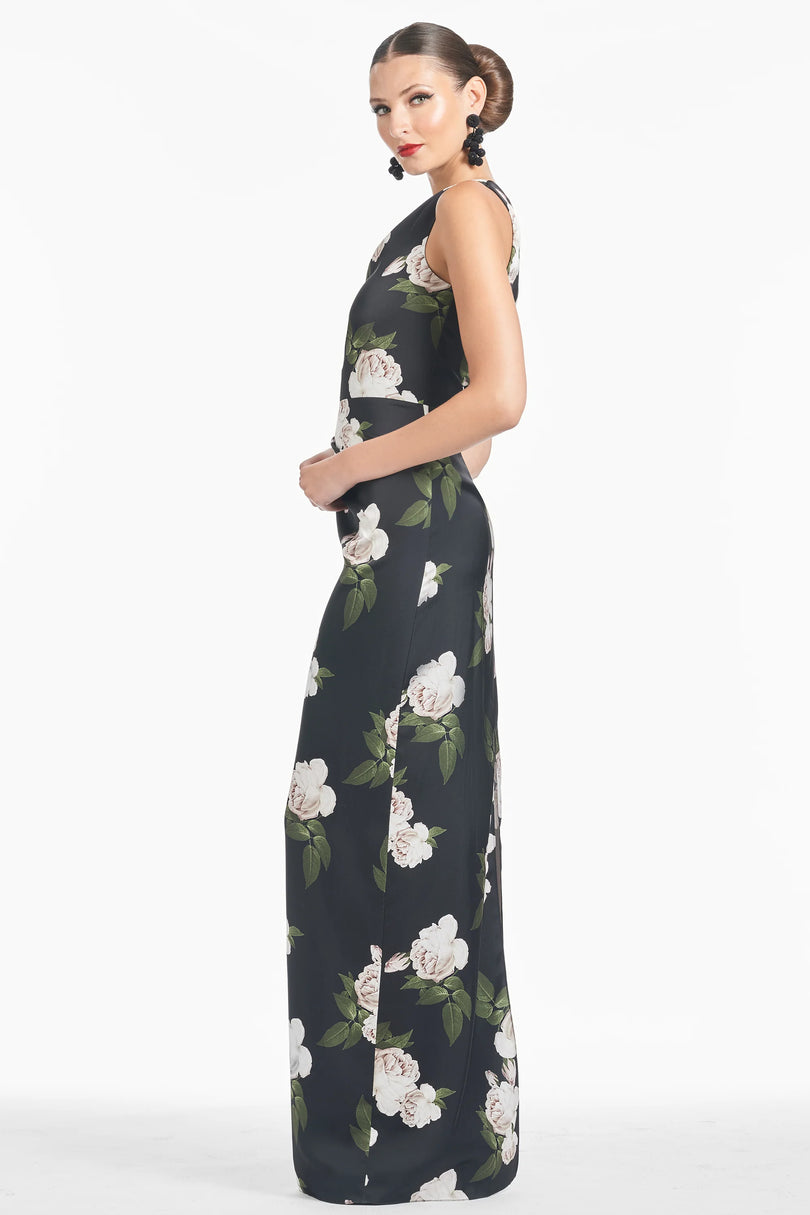 delancy maxi dress Delancy Cowl Neck Floral Maxi Dress Black