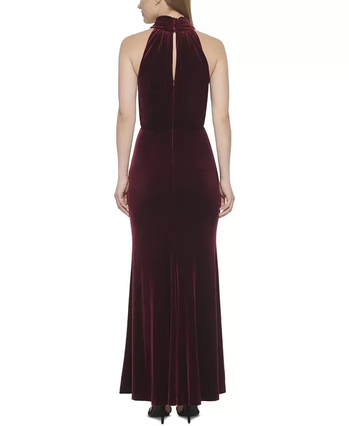 Eliza J Velvet Mock Neck Blouson Gown EJ1M9028 Eliza J Velvet Mock Neck Blouson Gown EJ1M9028