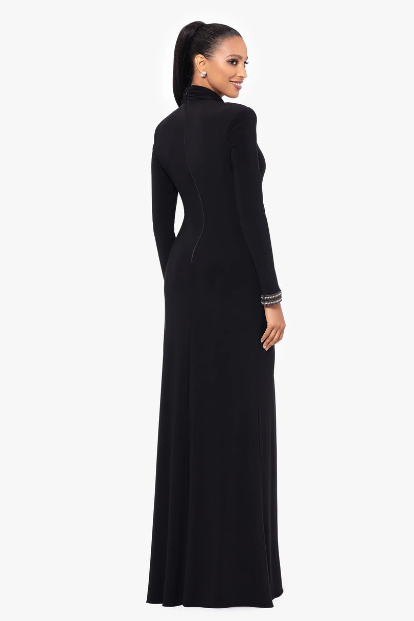 Betsy and Adam "Roxie" Long Jersey Knit Mock Neck Dress A26766