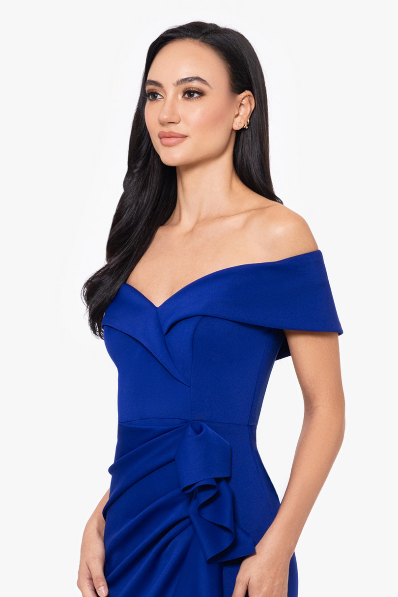 Xscape Evenings "Patti" Off the Shoulder Scuba Crepe Dress Xscape Evenings "Patti" Off the Shoulder Scuba Crepe Dress