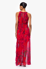 Betsy and Adam "Ginny" Chiffon Print Ruffle Dress A27036