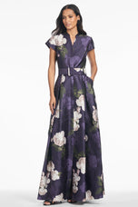 Sachin & Babi "Marta" Belted Floral A-line Gown