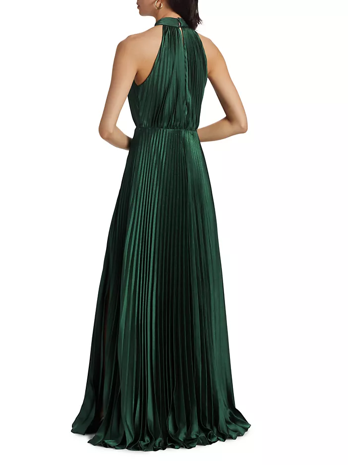 Monique Lhuillier Jacqueline Satin Pleated Halter 44112208 Monique Lhuillier Jacqueline Satin Pleated Halter 44112208