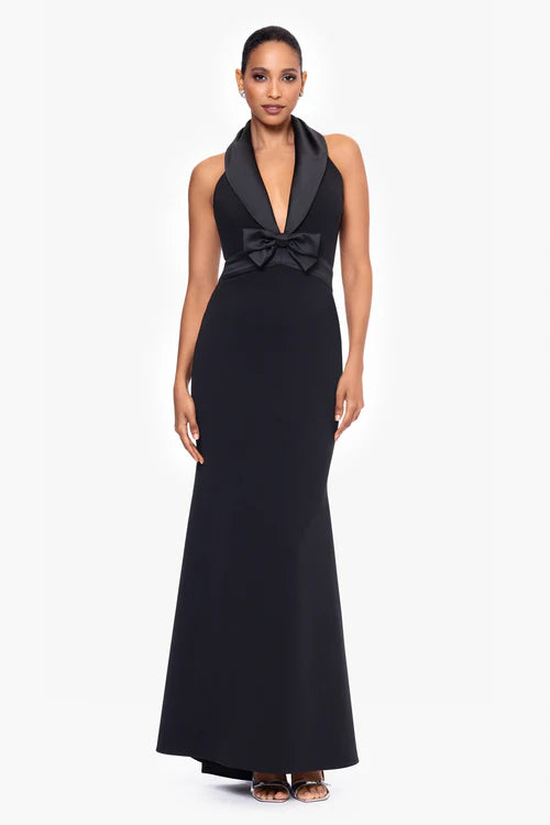 Betsy & Adam "Felicia" Halter Satin Bow Dress A26832 Betsy & Adam "Felicia" Halter Satin Bow Dress A26832