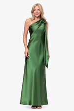 Betsy & Adam On Shoulder Bow Evening Dress A27983