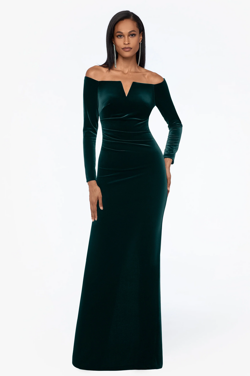 Xscape Evenings Christy Off the Shoulder Velvet Dress 3904X