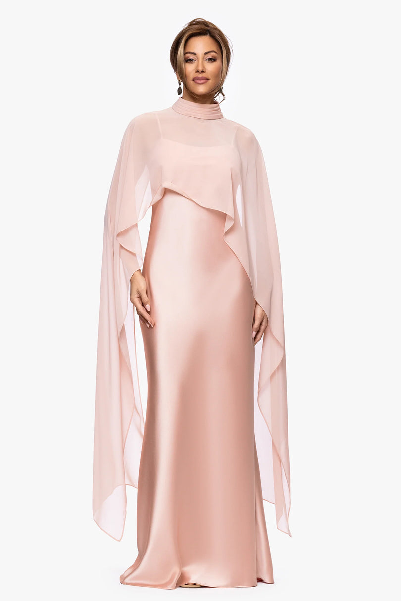 Xscape Women's Overlay Maxi Dress - Rose/Gold - Size 6