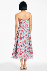 Sachin & Babi Strapless "Shay" Tea Length Floral Print Dress