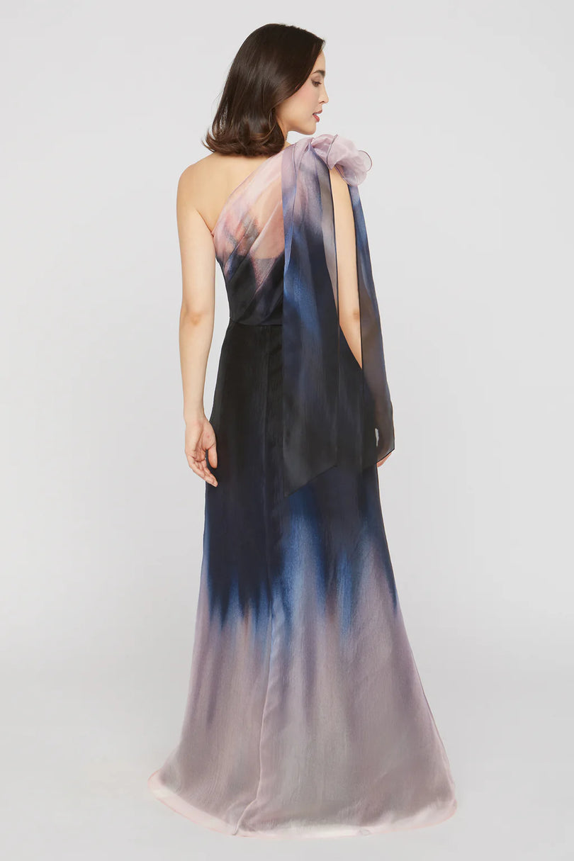 Kay Unger One Shoulder Organza Evening Dress 55115157