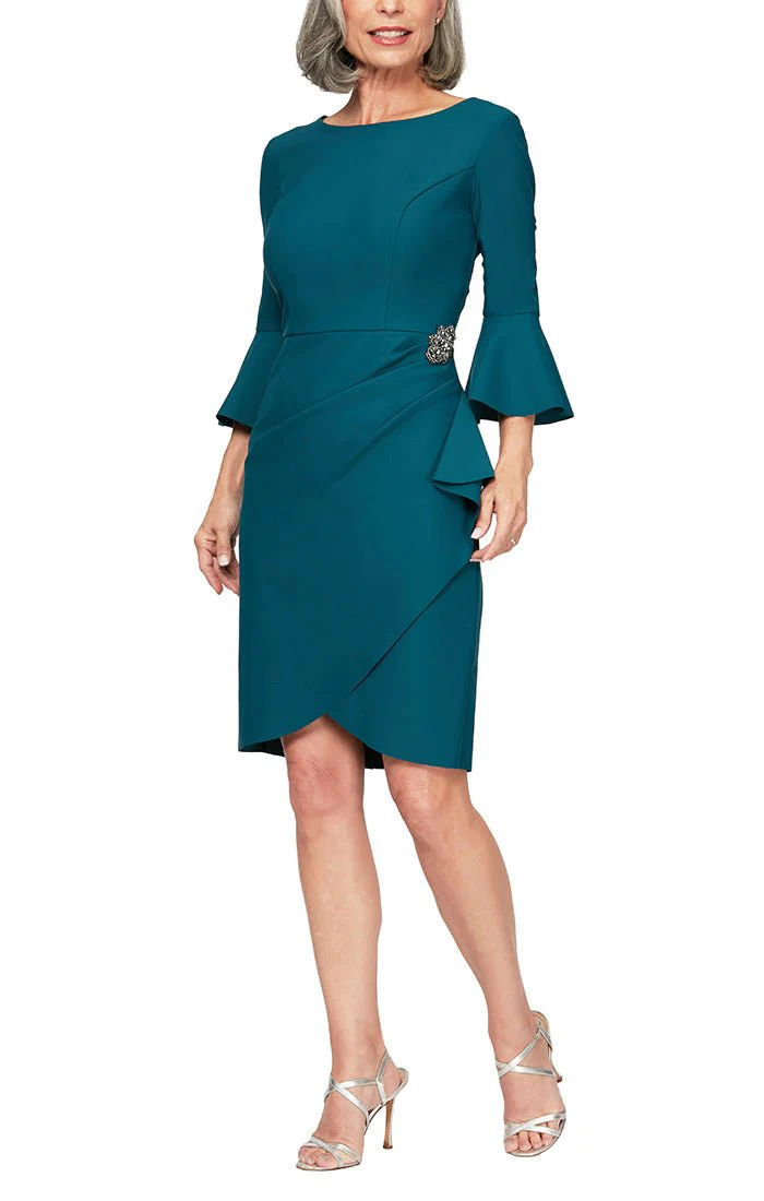 Alex Evenings Compression Cocktail Dress with Bell Sleeves 134183 Alex Evenings Compression Cocktail Dress with Bell Sleeves 134183