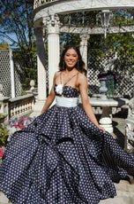 Ava Presley Thin Straps Polka-Dot  Ball Gown 42362