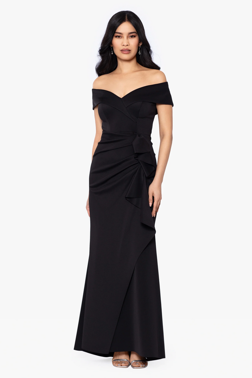 Xscape Evenings "Patti" Off the Shoulder Scuba Crepe Dress Xscape Evenings "Patti" Off the Shoulder Scuba Crepe Dress