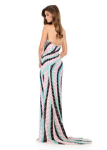 ASHLEYlauren Strapless Beaded Prom Dress 12153