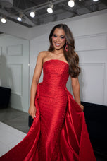 ASHLEYlauren Mikado Strapless Hot Stone Pageant Dress 12167