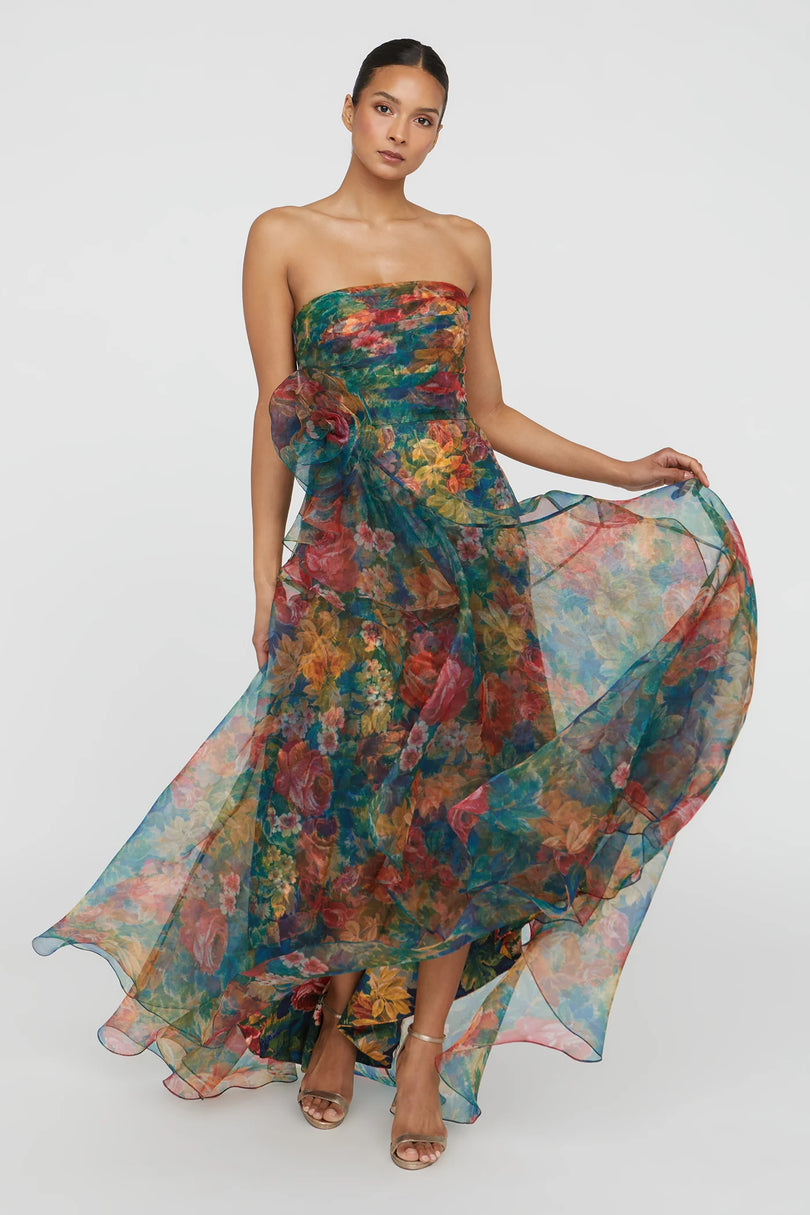 Theia "Leora" Rosette Ruffle Gown 88114353