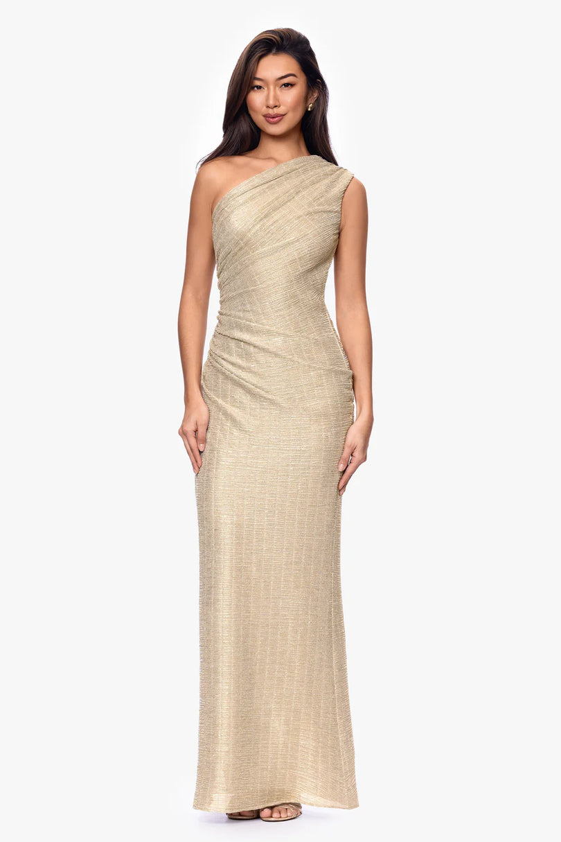 betsy and adam one shoulder dress Betsy & Adam One Shoulder Long Evening Dress A27876