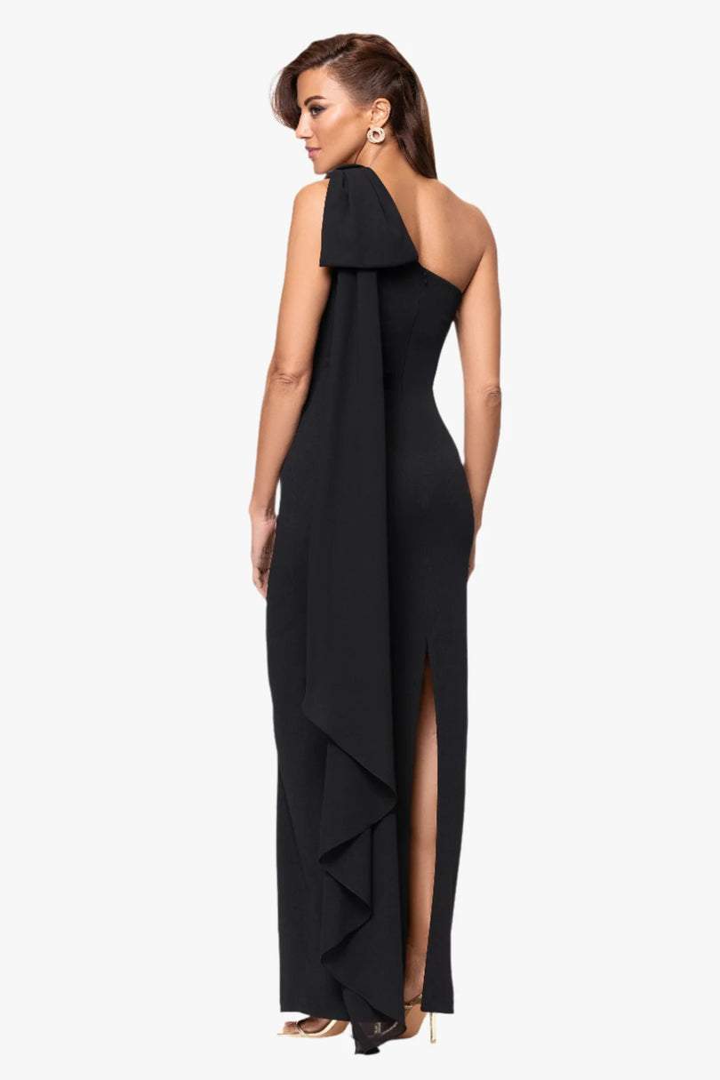 Xscape One Shoulder Sash Long Evening Dress 7298X