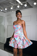 Ava Presley Brocade Bow Drop Waist Homecoming Dress 42463