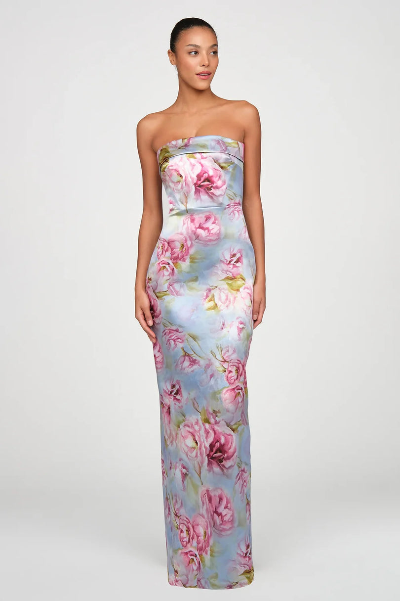 Theia Couture Floral Print Long Evening Dress 88116061