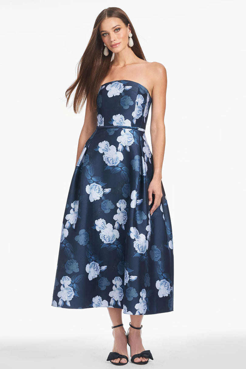Sachin & Babi "Shay" Tea Length Floral Gown