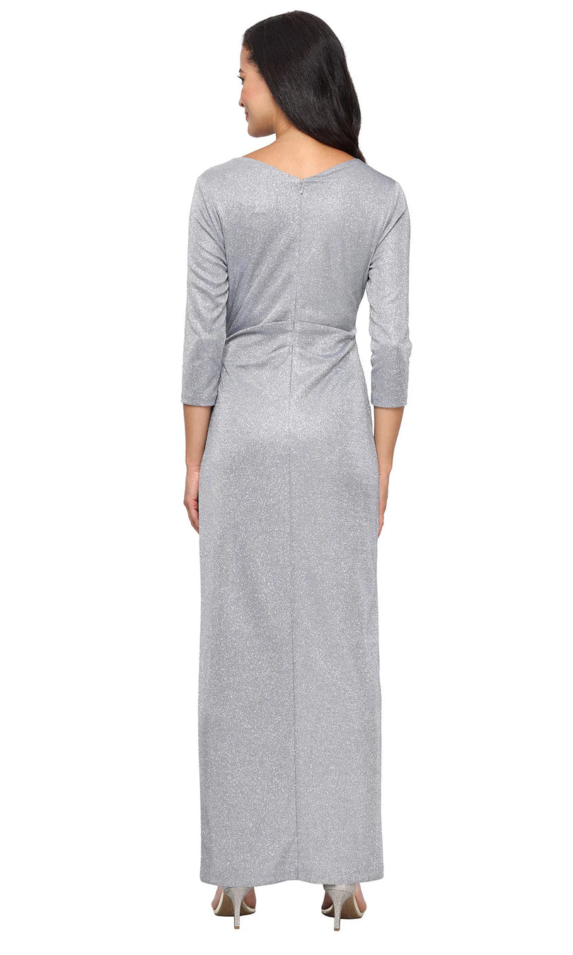 Alex Evening Metallic 3/4 Sleeve Dress 8127874