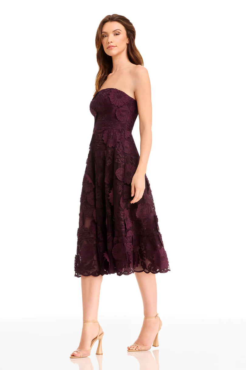 Dress the Population Kailyn Strapless Lace Midi Dress DDR366 Dress the Population Kailyn Strapless Lace Midi Dress DDR366