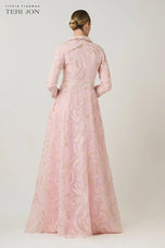 Teri Jon Button Up Long Evening Dress 266007
