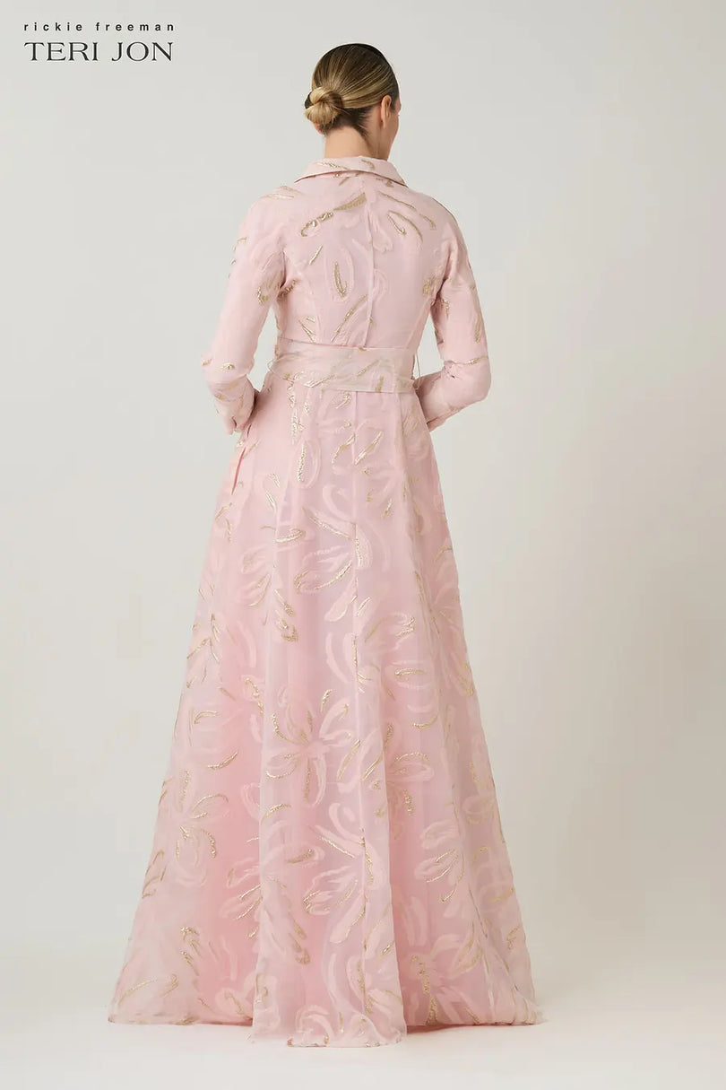 Teri Jon Button Up Long Evening Dress 266007