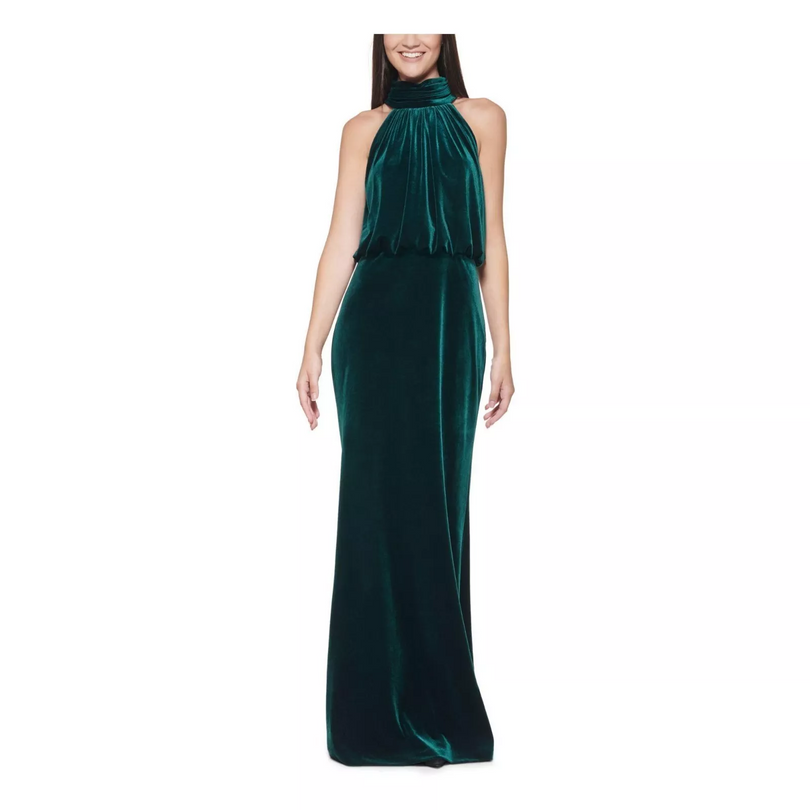 Eliza J Velvet Mock Neck Blouson Gown EJ1M9028 Eliza J Velvet Mock Neck Blouson Gown EJ1M9028