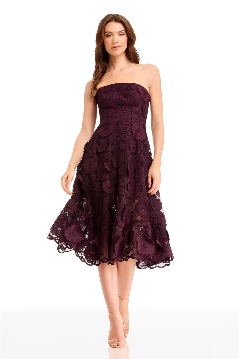Dress the Population "Kailyn" Strapless Lace Midi Dress DDR366