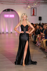 Sherri Hill Strapless Satin Corset Prom Dress 57836